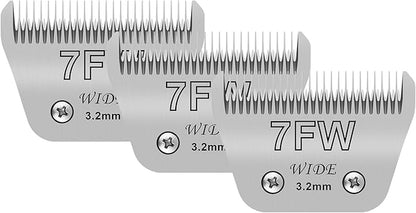 3 Pack 7 Wide Blades for Dog Grooming,Compatible with Andis,Oster A5,Wahl km10 Clippers,Cutting Length 1/8"