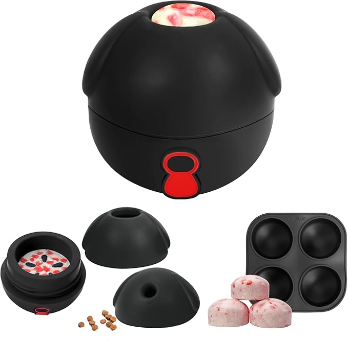 Yipetor 3In1 Treat Dispensing Dog Toys, Heavy Duty Frozen Dog Treat Ball - Slow Feeding Puppy Lick Bowl Tough Chew Toy for Large Medium Dogs to Keep Them Busy/Relief Anxiety/Puzzle Stimulate