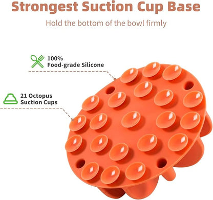 Jaoul Slow Feeder Dog Bowls Insert, Puzzle Slow Feeder Insert with 21 Octopus Suction Cups for Small Breed Dog Food Bowls (4 inch, Orange)