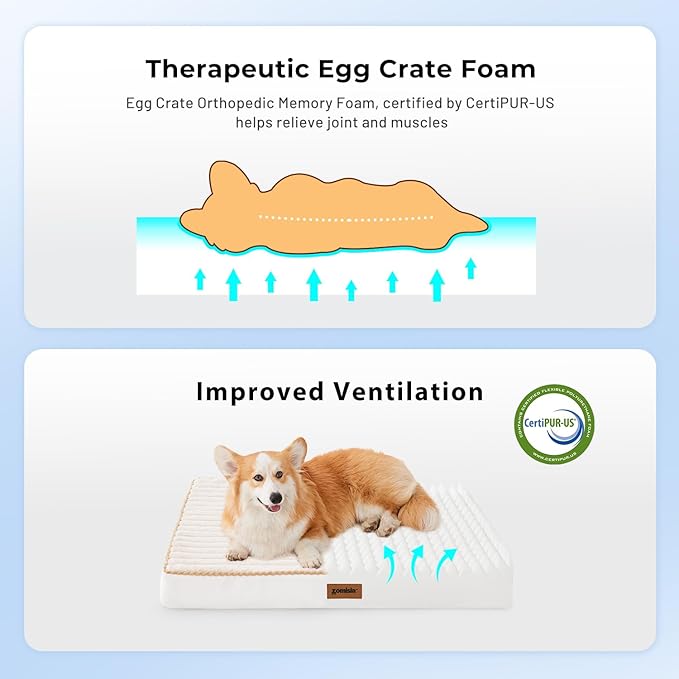 XXL Dog Bed for Crate - Extra Large Orthopedic Pet Beds with Removable Machine Washable Cover, Egg Crate Foam Puppy Pad, Suitable for Pet Up to 100 lbs, 47"x29"