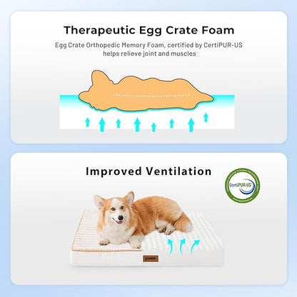 XXL Dog Bed for Crate - Extra Large Orthopedic Pet Beds with Removable Machine Washable Cover, Egg Crate Foam Puppy Pad, Suitable for Pet Up to 100 lbs, 47"x29"