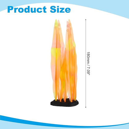 Aquarium Decoration, 7" Plastic Fish Tank Plants Artificial Silicone Glowing Kelp Aquarium Plants Ornament, (Orange, 1 Pcs), Intended for Tall Fish Tank Decor/Landscaping