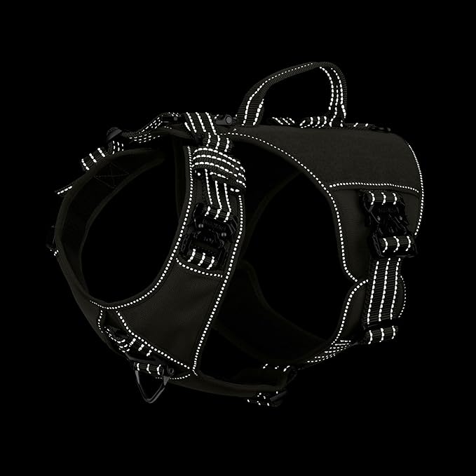 ICEFANG GN8 Tactical Dog Harness with 4X Metal Buckles for Medium Sized Dogs,Reflective in Training Walking K9 Dog Vest,No-Pull Front Leash Clip,Adjustable Pet Harness (Green, Medium (Pack of 1))