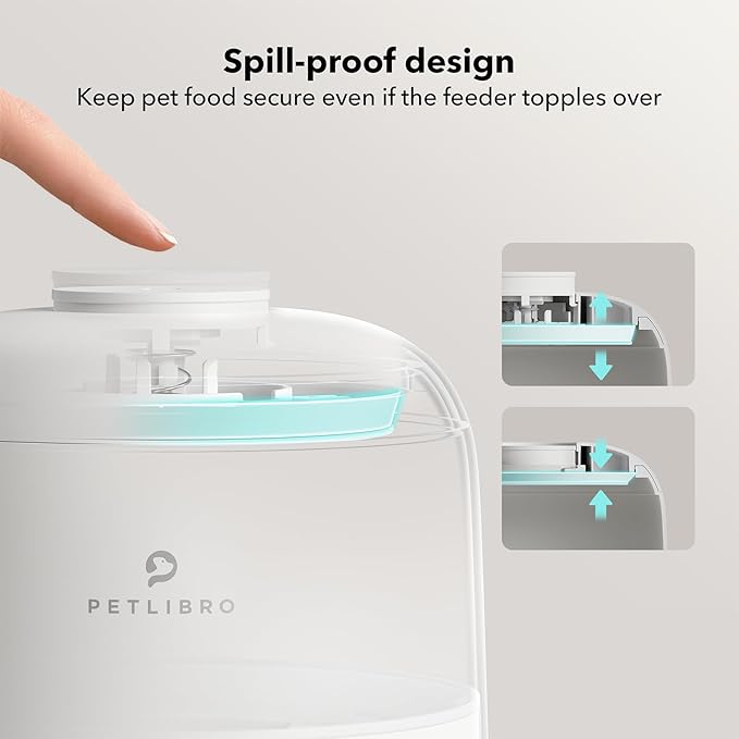 PETLIBRO Automatic Cat Feeder, Wi-Fi Rechargeable Cats Food Dispenser Battery-Operated with 30-Day Life, AIR 2.4G Wi-Fi Timed Pet Feeder for Cats & Dogs, 2L Auto Cats Feeder, White