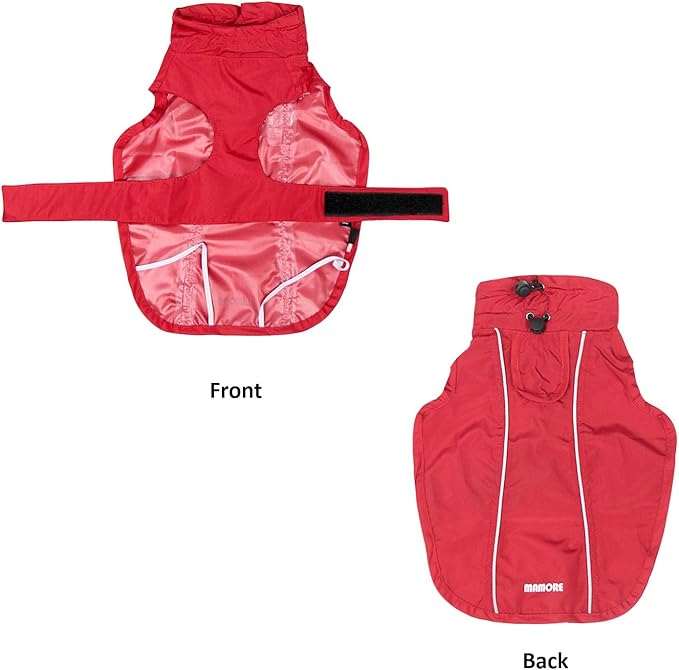 Adjustable Waterproof Dog Raincoat for Dogs,Lightweight Pet Rain Jacket Puppy Clothes with Reflective Strip for Small Medium Large Dogs (Red, X-Large)