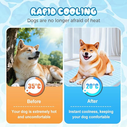 Dog Cooling Mat, 2025 New Cooling Mat for Dogs, Durable Pet Cool Mat Gel Self Dog Cool Pad, Cool Mat for Dogs Cats in Hot Summer (XL,Bule)
