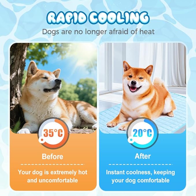 Dog Cooling Mat, 2025 New Cooling Mat for Dogs, Durable Pet Cool Mat Gel Self Dog Cool Pad, Cool Mat for Dogs Cats in Hot Summer (M,Coffee)