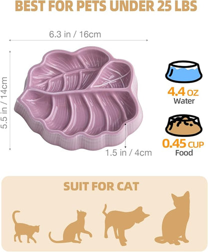 Slow Feeder Dog Bowl, 0.44 Cups Ceramic Dog Food Dish for Fast Eaters Small Breed, Puzzle Bowl for Small Dogs and Cats(Dark Purple)