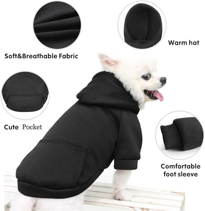Idepet Pet Dog Hoodies Dog Clothes for Small Dogs Vest Chihuahua Clothes Warm Coat Jacket Autumn Puppy Outfits Cats Dogs Clothing(S,Black)