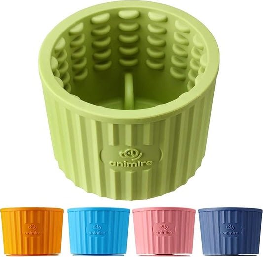 Dog Lick Bowl, Anxiety Relief Dog Licking Mat Freezer Treat Dispenser, Non-Slip Anti-Choking Silicone Slow Feeder Lick Bowl for Small Medium & Large Breed Dogs, BPA Free(Green,S)