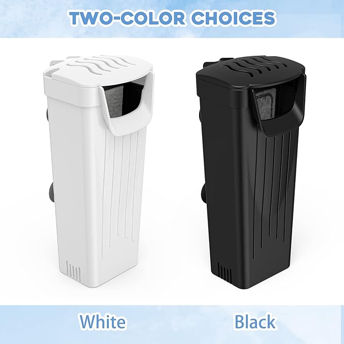 Aquarium Filter(3.5W), Fish Tank Filter, Low-Water Filter for Small Fish Tank and Turtle Tank, for Reptile Tank Up to 15 Gallon, with 2 Cartridges(White)