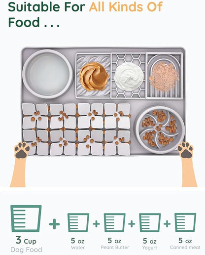 Slow Feeder Bowl, Silicone Lick Mat with Suction Cups for Dog Cat, Snuffle Mat for Pet Smell Training, Puzzle Toys for Bored Puppy, Sniff Mat for Slow Eating and Keep Busy, Lavender Gray