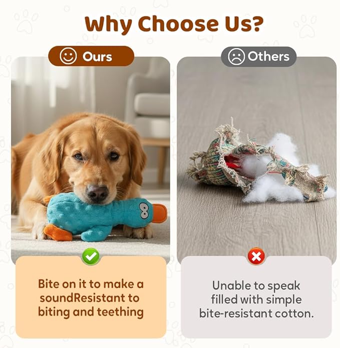 Duck Dog Toy, 2026 New Cute Yellow Stuffed Calming Duck Dog Toys with Soft Squeaker, Interactive Dog Toys for Aggressive Chewers (Green+Purple)