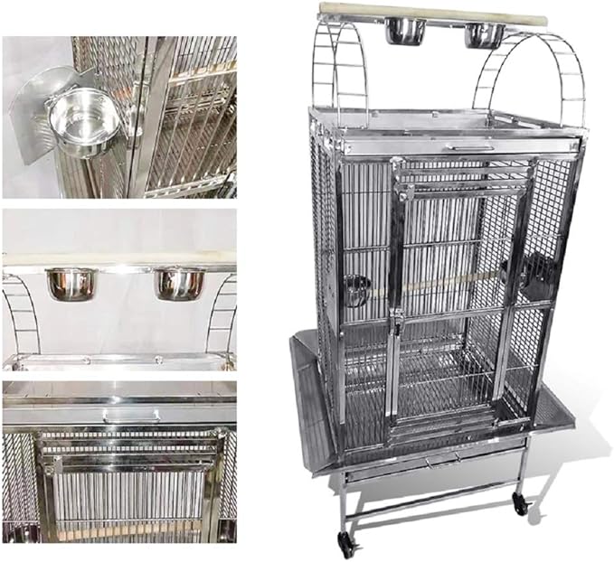 SUS201 Stainless Steel PLAYTOP Style Bird CAGE Parrot CAGE 24"X22"X60"