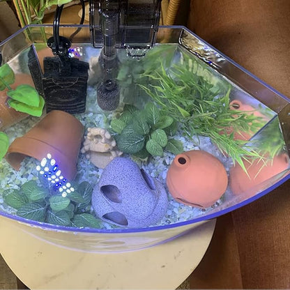 ZYHW Aquarium Decor Ceramic Mushroom House Ornament Fish Tank Landscape Decoration Pottery Hide Cave Habitat Hut Small Shrimp for Goldfishes to Rest Breed Hiding (Grey)