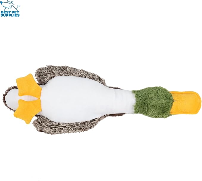Best Pet Supplies Interactive Squeaky Dog Chew Toy, Ideal Dog Toys for Chewers, Small, Medium & Large Dogs, and Fetch Lovers - Mallard Duck (Brown), Large