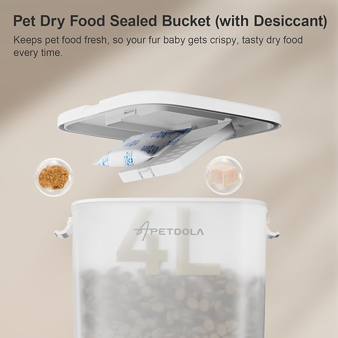 Automatic Cat Feeder, 5L/21Cups Timed Cat Dry Food Dispenser with Dual Power Supply, Programmable Portion Control, Auto Pet Feeder for Cats and Dogs