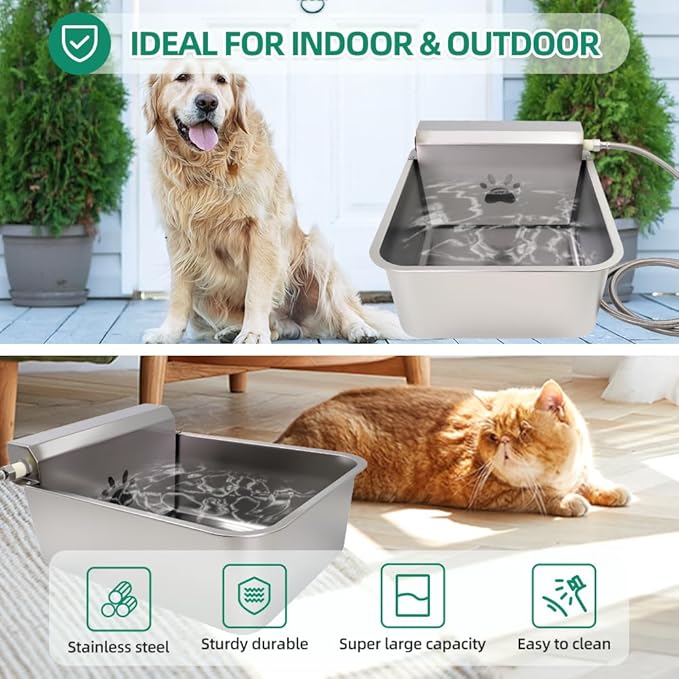 Automatic Dog Water Dispenser 23L/6Gal Capacity Large Water Bowl Auto Filling Water Fountain Stainless Steel for Large Pet Dog Chicken