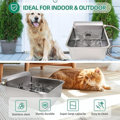 Automatic Dog Water Dispenser 23L/6Gal Capacity Large Water Bowl Auto Filling Water Fountain Stainless Steel for Large Pet Dog Chicken