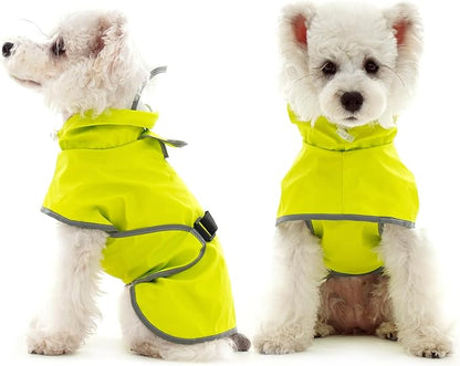 FUAMEY Adjustable Dog Raincoat Small | Waterproof Reflective Strips, Clear Hood, Leash Hole, Outdoor Adventures, Yorkshire