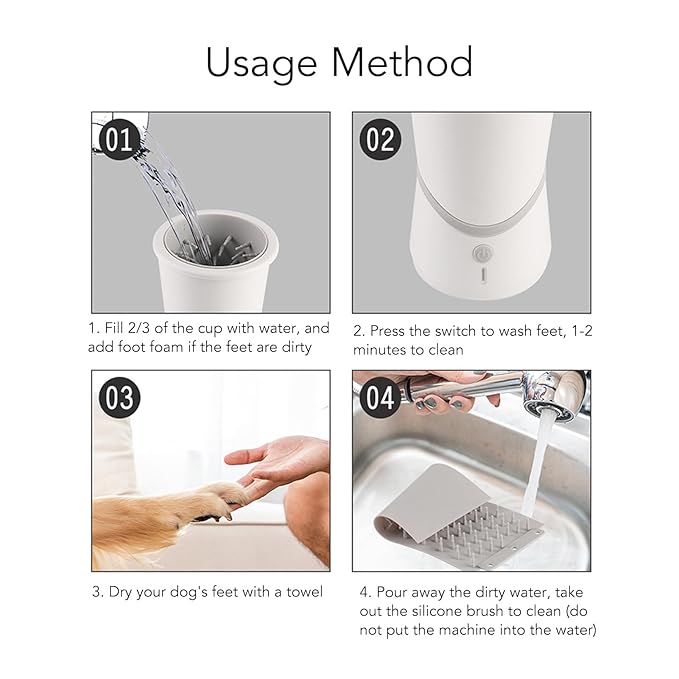 Automatic Dog Paw Cleaner, Rechargeable Soft Silicon Needle Electric Paw Washer with Adjustable Temperature, Deep Cleaning Dog Foot Washer for Pets