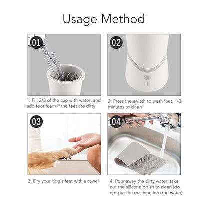 Automatic Dog Paw Cleaner, Rechargeable Soft Silicon Needle Electric Paw Washer with Adjustable Temperature, Deep Cleaning Dog Foot Washer for Pets