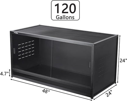 PVC Reptile Enclosure 48"x24"x24" Space Efficient Reptile Terrarium 120 Gallon Large Tank for Bearded Dragon Lizard Snake, Wide Breeding Vivarium Area with Sliding Glass Doors Combination Lock