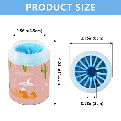Dog Paw Cleaner Mudbuster Dog Foot Washer for Small Medium Large Dogs Cats Premium Pet Supplies Pink Cute Cacti Mountains Stars