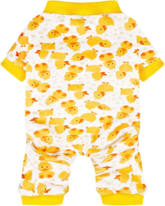 Paiaite Dog Pajamas Onesie: Comfortable Four-Legged Apparel for Small, Medium, & Large Dogs, Polyester Material for Comfort, Wrinkle Resistance, Moisture Wicking, Stretchiness Cartoon Duck XS