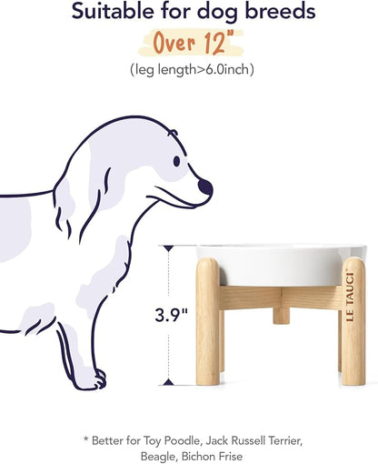 LE TAUCI Ceramic Slow Feeder Dog Bowls Small Breed, 0.6 Cups Elevated Dog Bowl for Fast Eaters, Puzzle Bowl for Small Dogs and Cats,Angle White