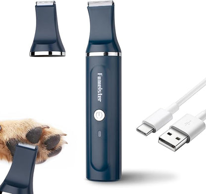 Dog Clippers for Grooming, Cordless Waterproof Dog Hair Trimmer with Type-C Charging, Low Noise for Trimming Cats & Dogs' Specific Areas Around Paws, Eyes & More (Blue)