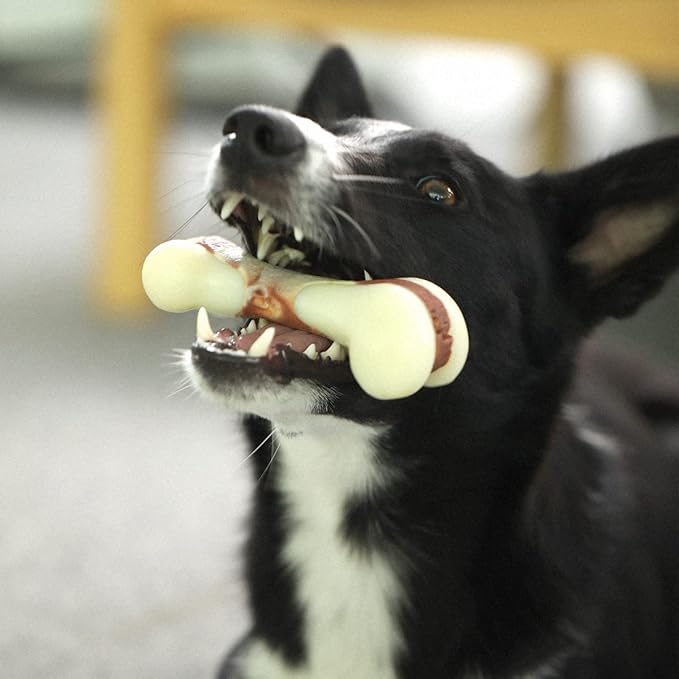 Tikaton Indestructible Dog Chew Toys for Aggressive Chewers, Beef Flavor Durable Dog Teething Chew Toys Bones for Large/Medium/Small Puppies