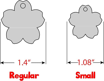 Personalized Dog Tag with 5 Lines of Custom Deep Engraved Durable Stainless Steel Pet ID Name Tag Designer Regular Size Flower