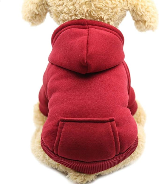 Idepet Pet Dog Hoodies Dog Clothes for Small Dogs Vest Chihuahua Clothes Warm Coat Jacket Autumn Puppy Outfits Cats Dogs Clothing(M, WineRed)
