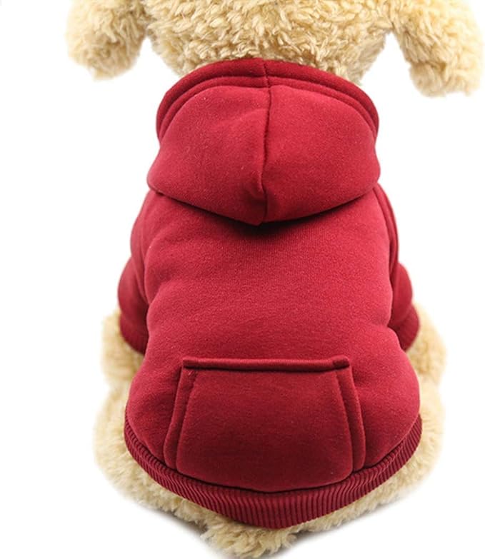 Idepet Pet Dog Hoodies Dog Clothes for Small Dogs Vest Chihuahua Clothes Warm Coat Jacket Autumn Puppy Outfits Cats Dogs Clothing(XL, WineRed)