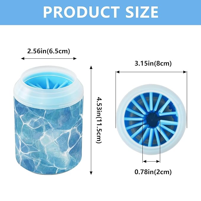 Dog Paw Cleaner Mudbuster Dog Foot Washer for Small Medium Large Dogs Cats Premium Pet Supplies Summer Blue Pool Ripples