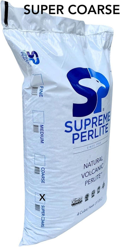 Supreme Perlite Super Coarse Horticulture Perlite, 4 Cu Ft Bag - for High Porosity Potting Soil Mixes, Propagation, and Organic Gardening - Maximizes Drainage & Aeration