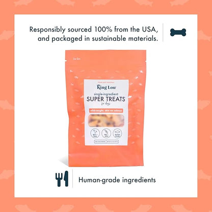 King Lou Pets - Wild Salmon Bites - Freeze Dried Treats for Dogs - Single Ingredient Dog Treat - USA-Made Salmon Treats for Dogs- Omega Rich for Skin & Coat Health - 1 lb Prior to Freeze-Drying