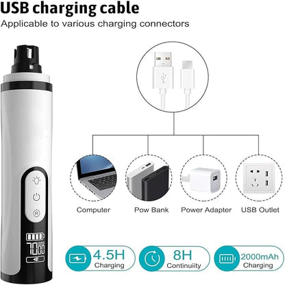 Ayland heusom Silent Groom Pro Nail Grinder, 2025 New Nail Grinder for Dogs and Cats with LED Light & 3 Speeds, 2000mAh USB Rechargeable Dog Nail Trimmer for Thick Nails (1pc+2 Heads)