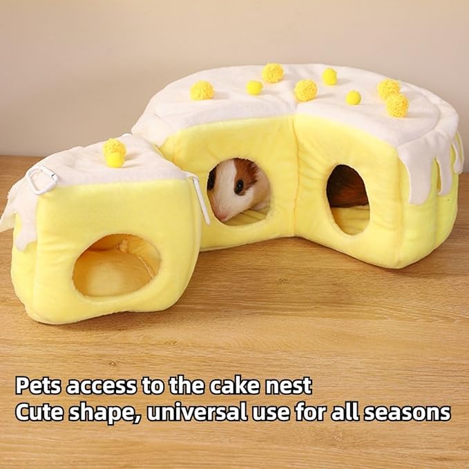 ZYLARIXE Cozy Cake Hamster House - Soft Plush Hideout & Tunnel Bed for Guinea Pigs, Syrian Hamsters, and Small Animals - Adorable, Warm & Washable Hideaway for All Seasons, Perfect Cage Accessory