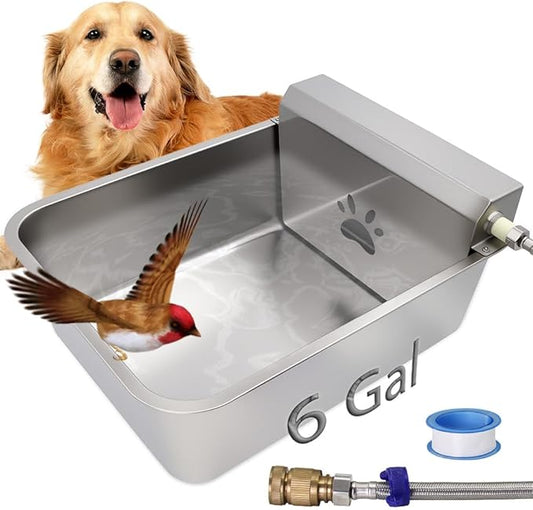 Automatic Dog Water Dispenser 23L/6Gal Capacity Large Water Bowl Auto Filling Water Fountain Stainless Steel for Large Pet Dog Chicken
