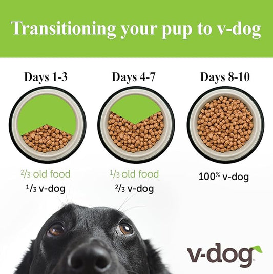 V-dog Vegan Kibble Dry Dog Food (24 LB) | Plant Based Protein with Added Taurine for Sensitive Stomach and Skin | Adult Dog Food | Vegetarian Superfood | Made in US