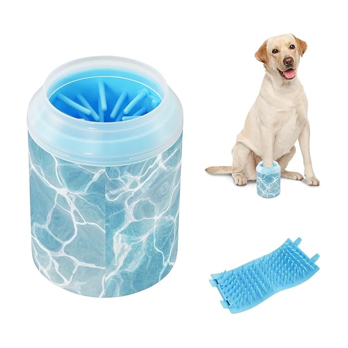 Dog Paw Cleaner Mudbuster Dog Foot Washer for Small Medium Large Dogs Cats Premium Pet Supplies Light Blue Pool Ripples