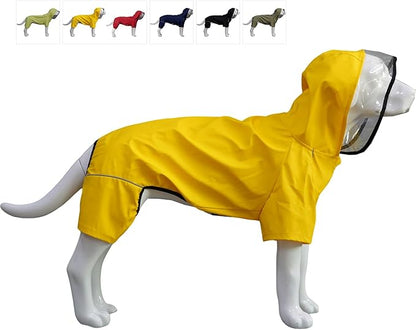 Four-Legged Full Coverage Waterproof Dog Raincoat with Reflective Features Pet Raincoats for Large Medium Small Dogs Yellow S