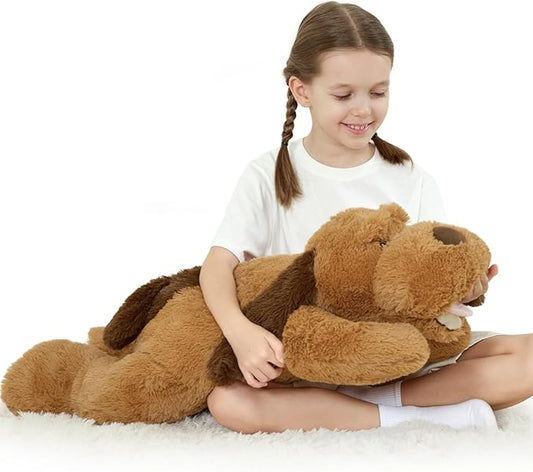 MaoGoLan Giant Dog Plush,31 inches Large Stuffed Animal Dog,Chocolate Brown Fluffy and Cuddly Stuffed Puppy Stuffed Animal Throw Pillow Toy Gift for Puppy Lover,Girls,Kids