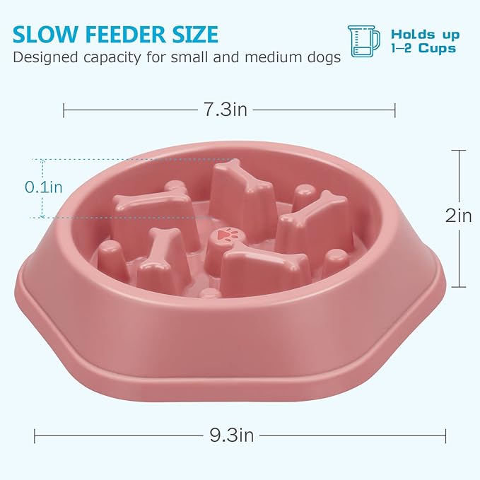 UPSKY Slow Feeder Dog Puzzle Bowl, Interactive Bloat Stop Non-Slide Lick Treat Bowl for Small Medium Dogs (Pink)