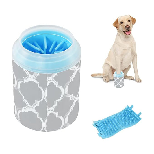 Dog Paw Cleaner Mudbuster Dog Foot Washer for Small Medium Large Dogs Cats Premium Pet Supplies Silver Quatrefoil