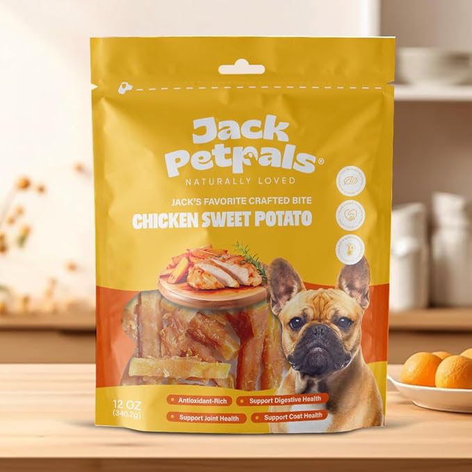 Jack’s Favorite Crafted Bite Chicken Sweet Potato - Premium Natural Chicken & Sweet Potato For Dogs - Low-Fat - Supports Joint, Coat & Digestive Health - Training Treats - 12oz - 1 Pack
