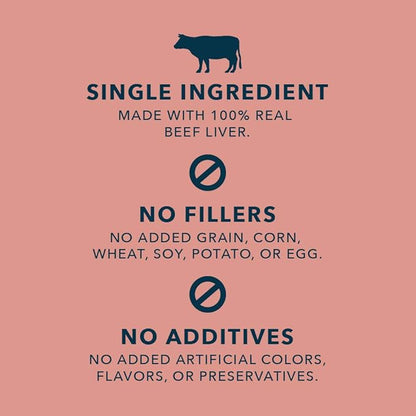 Amazon Brand - Wag Freeze-Dried Raw Single Ingredient Dog Treats, Beef Liver, High Protein, Health Training Treats or Meal Topper for all Dogs, Grain-Free, 3.3 Ounce (Pack of 1)