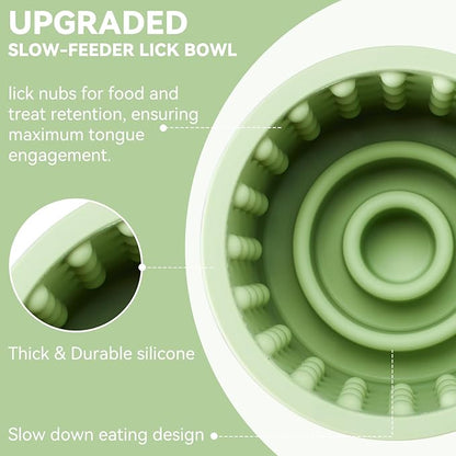 Dog Slow Feeder Lick Bowl, Anxiety Relief Dog Licking Mat Treat Dispenser, Non-Slip Anti-Choking Slow Eating Lick Bowl for Small Medium and Large Breed Dogs, BPA Free Silicone